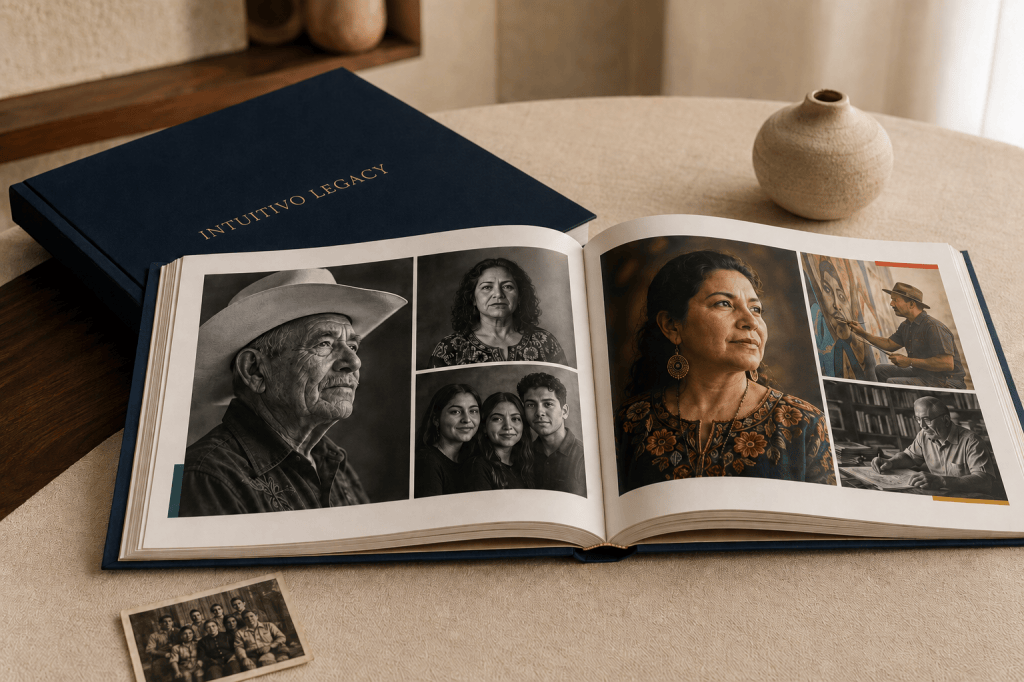 Intuitivo Marketing visual brand element — culturally inspired design graphic representing multicultural storytelling and strategy